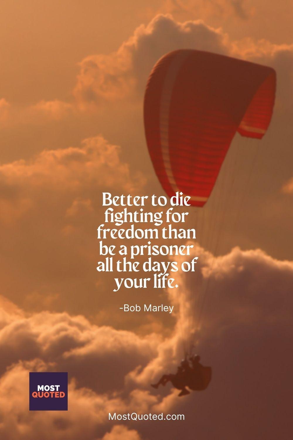 Better to die fighting for freedom than be a prisoner all the days of your life. - Bob Marley