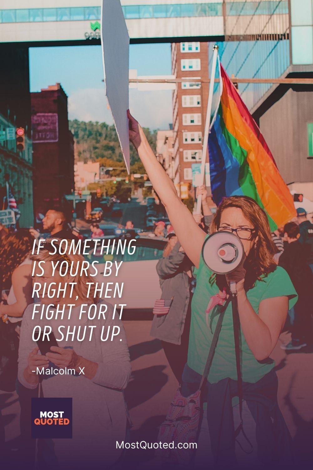 If something is yours by right, then fight for it or shut up. - Malcolm X