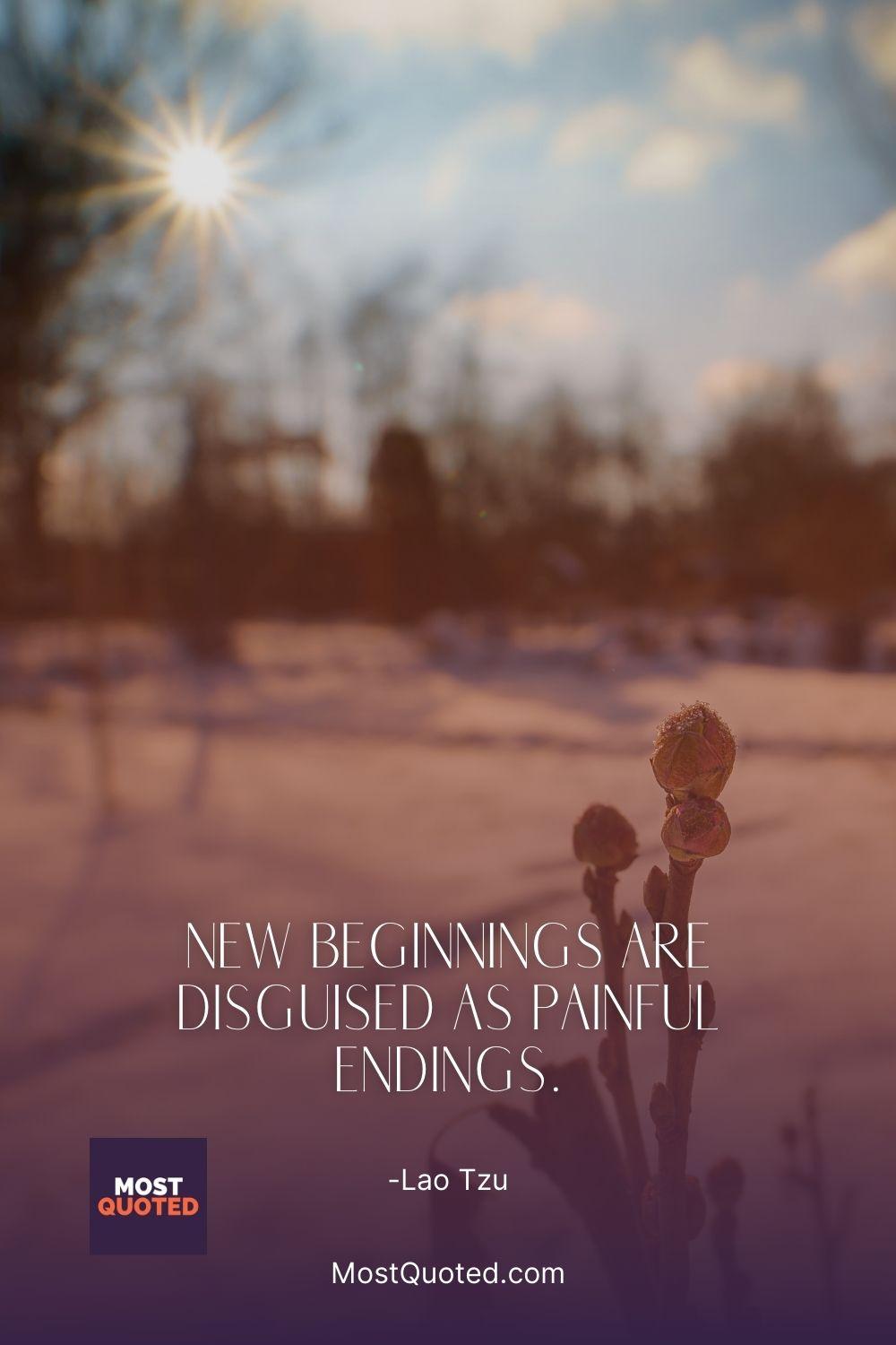 New beginnings are disguised as painful endings. - Lao Tzu