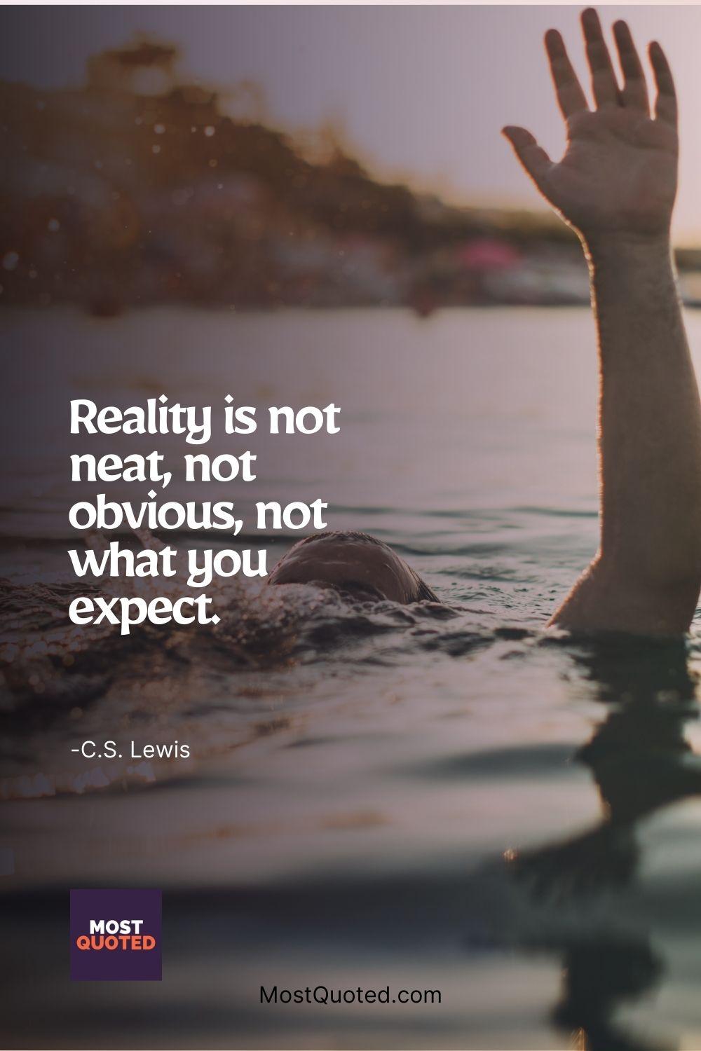 Reality is not neat, not obvious, not what you expect. - C.S. Lewis