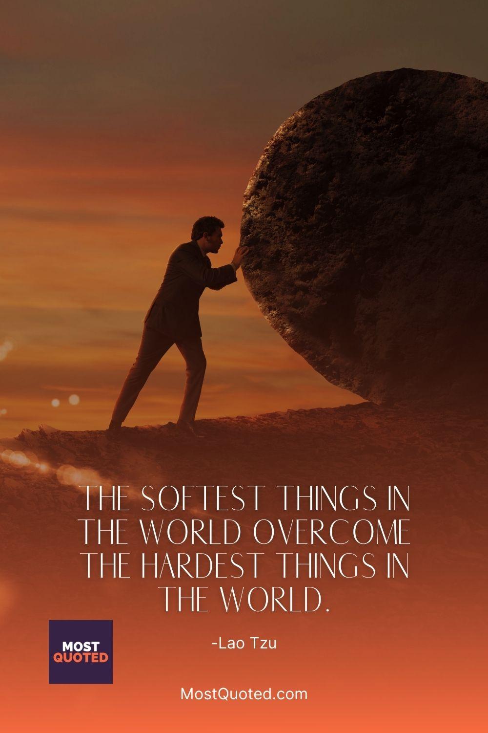 The softest things in the world overcome the hardest things in the world. - Lao Tzu