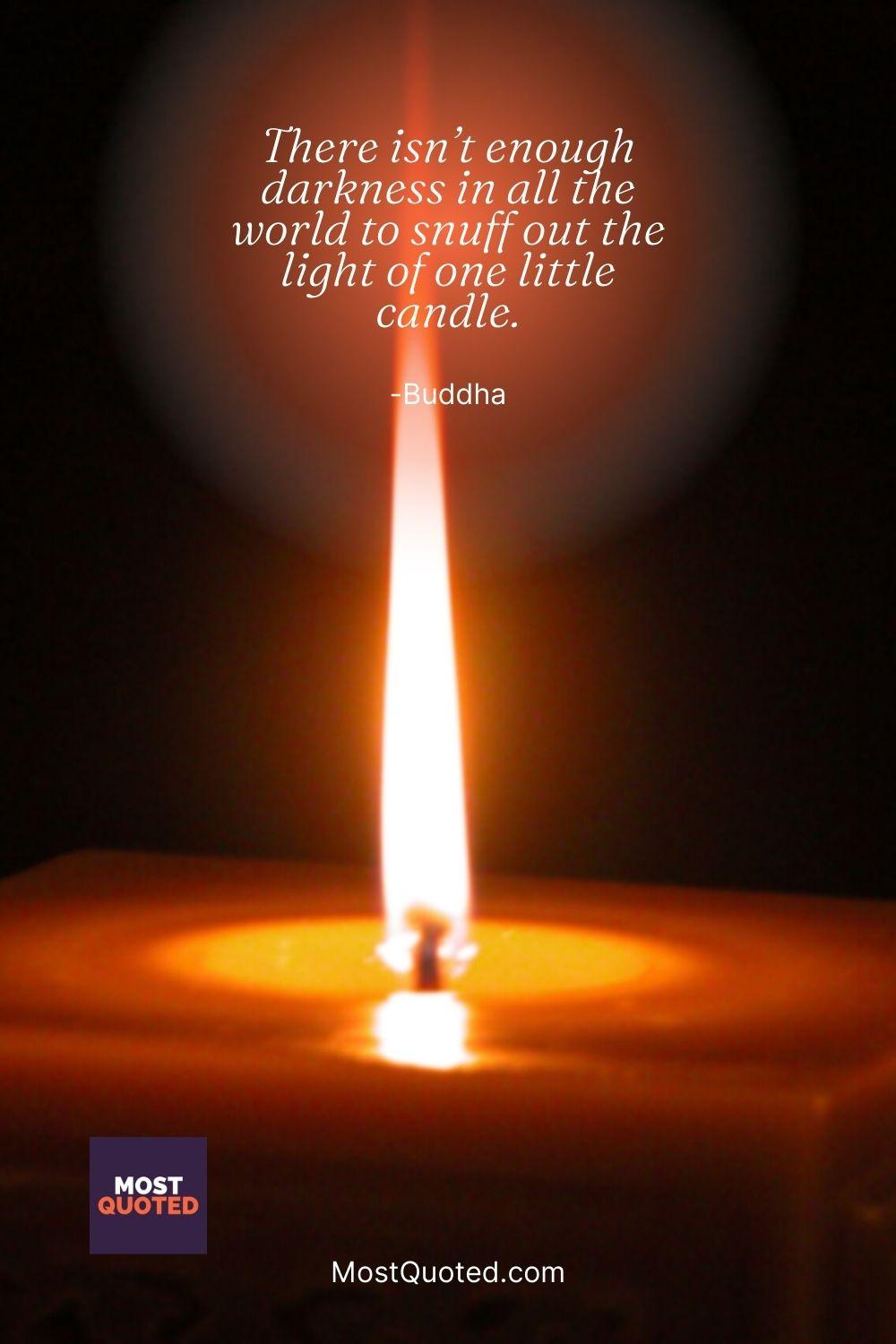 There isn’t enough darkness in all the world to snuff out the light of one little candle. - Buddha