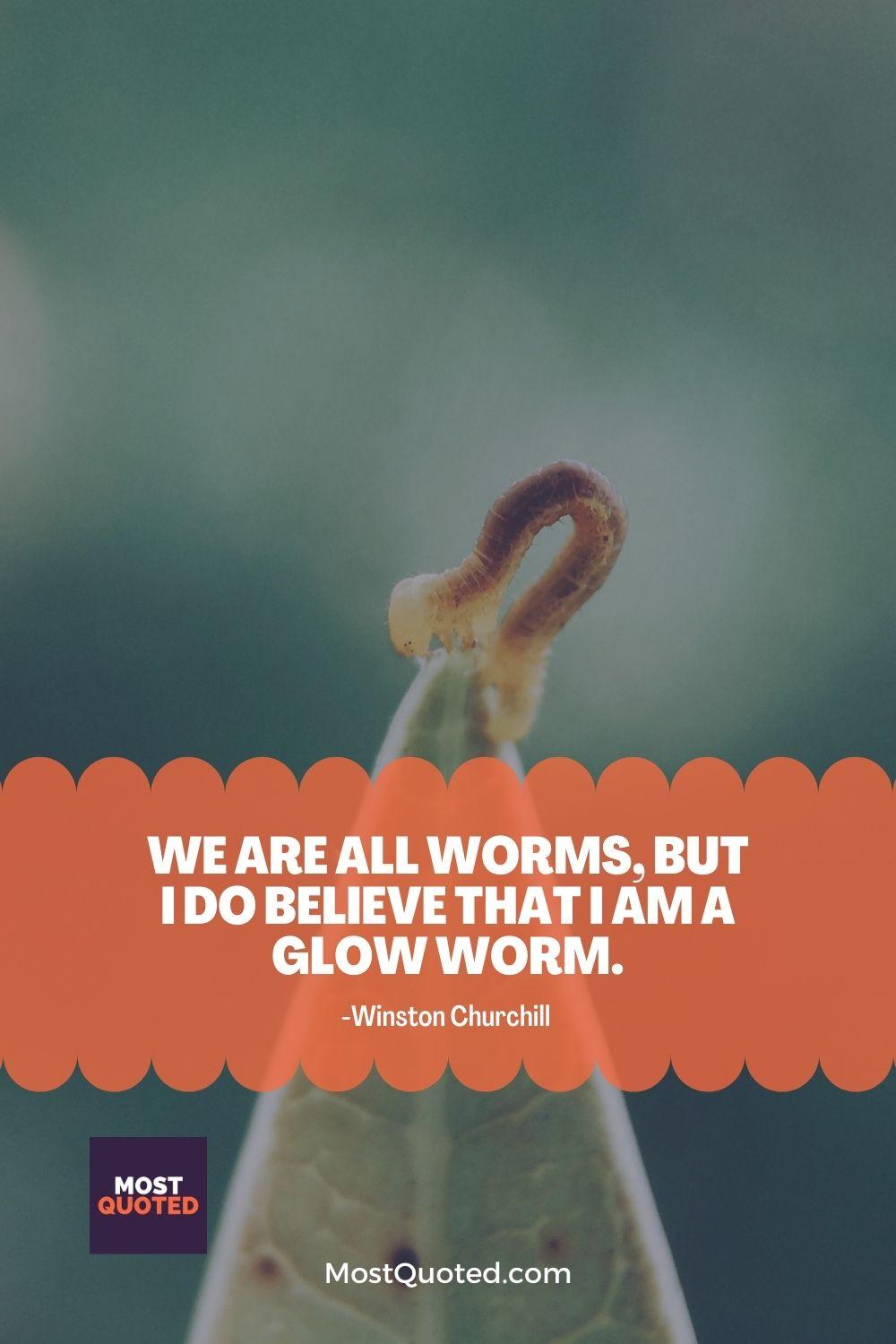 We are all worms, but I do believe that I am a glow worm. - Winston Churchill