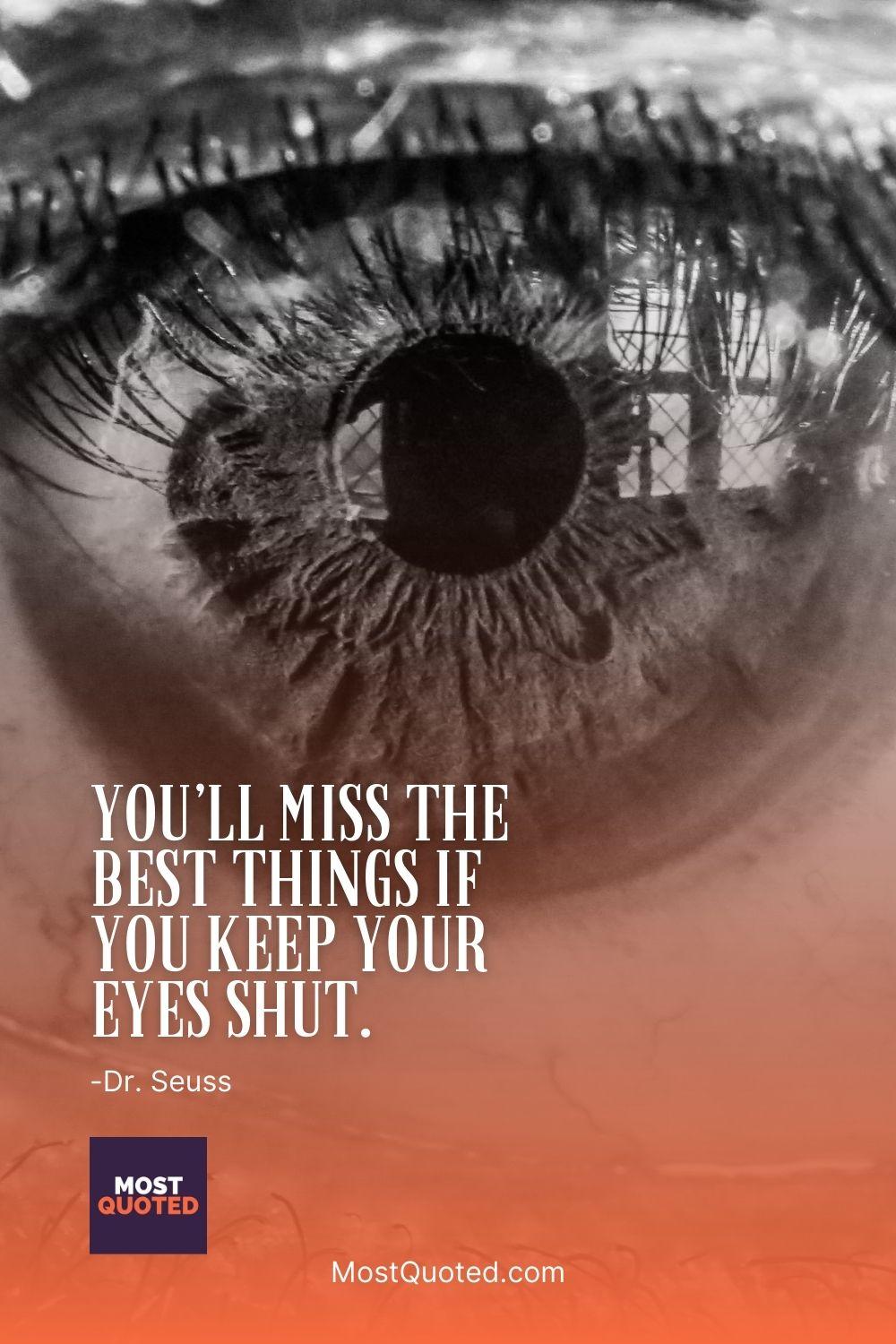 You’ll miss the best things if you keep your eyes shut. - Dr. Seuss