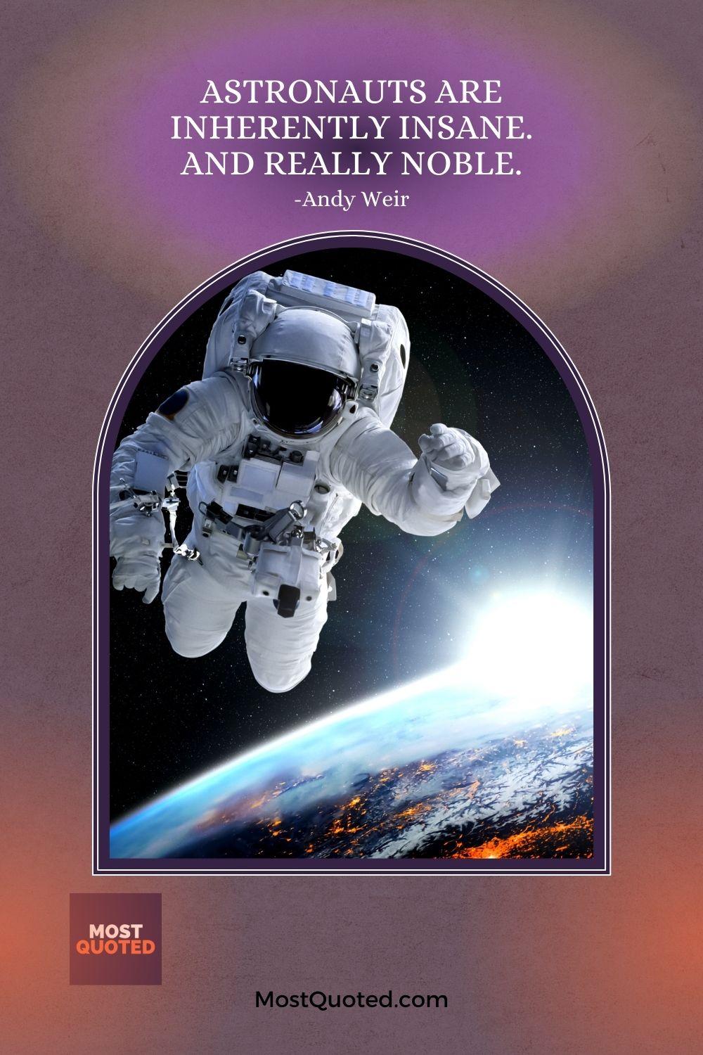 Astronauts are inherently insane. And really noble. - Andy Weir